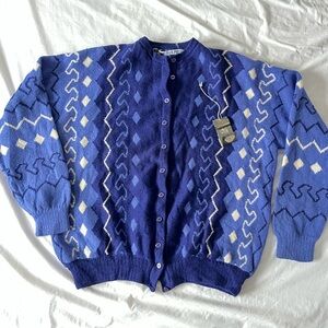 Vintage 100% Wool Made in Scotland Colourful Cardigan Sweater